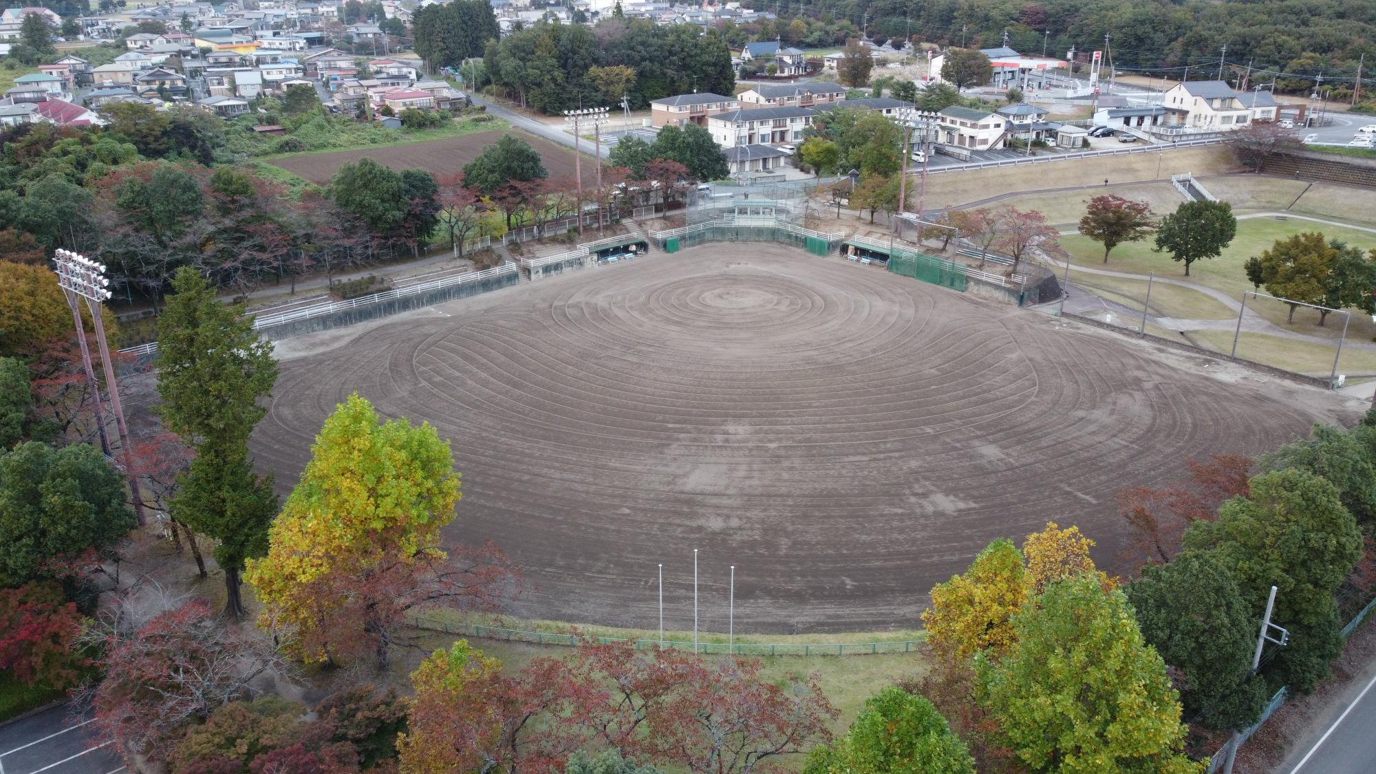 野球場を上空から撮影した写真