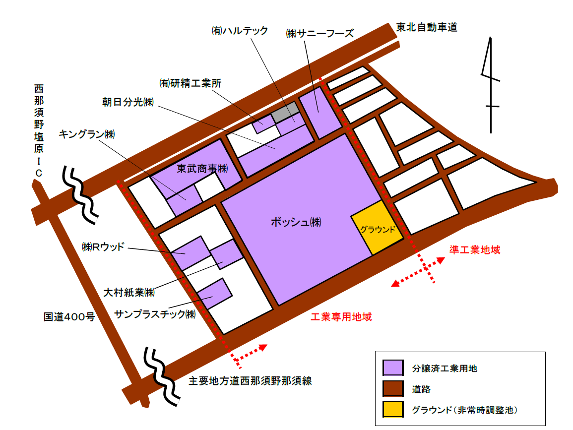 赤田工業団地の分譲を表した地図