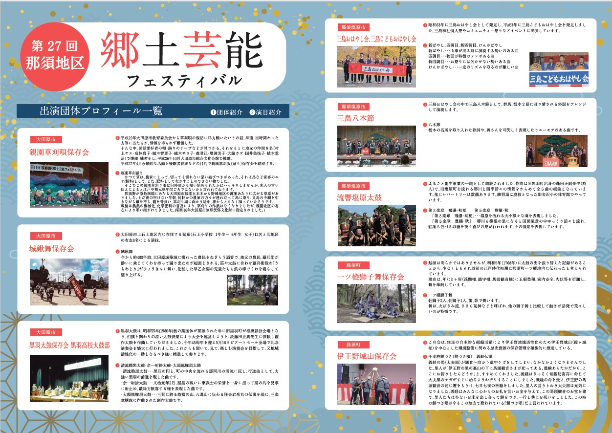 第27回那須地区郷土芸能フェスティバルポスター裏面