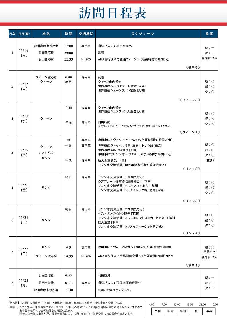 訪問日程表