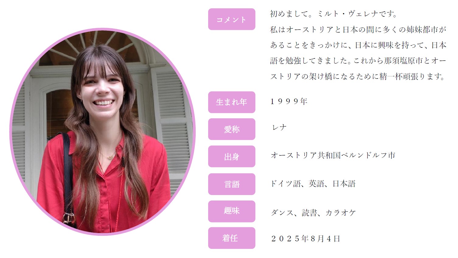 新しい国際交流員のプロファイル