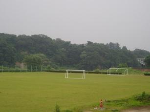 公園敷地内にあるサッカー場の遠景の写真