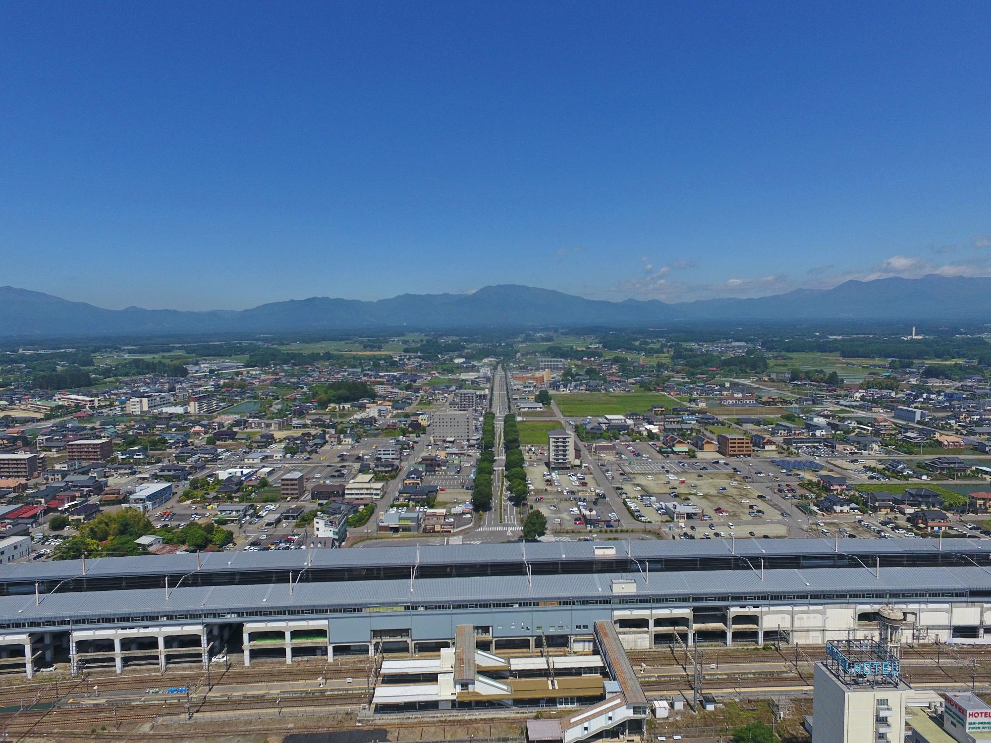 那須塩原駅前の空撮